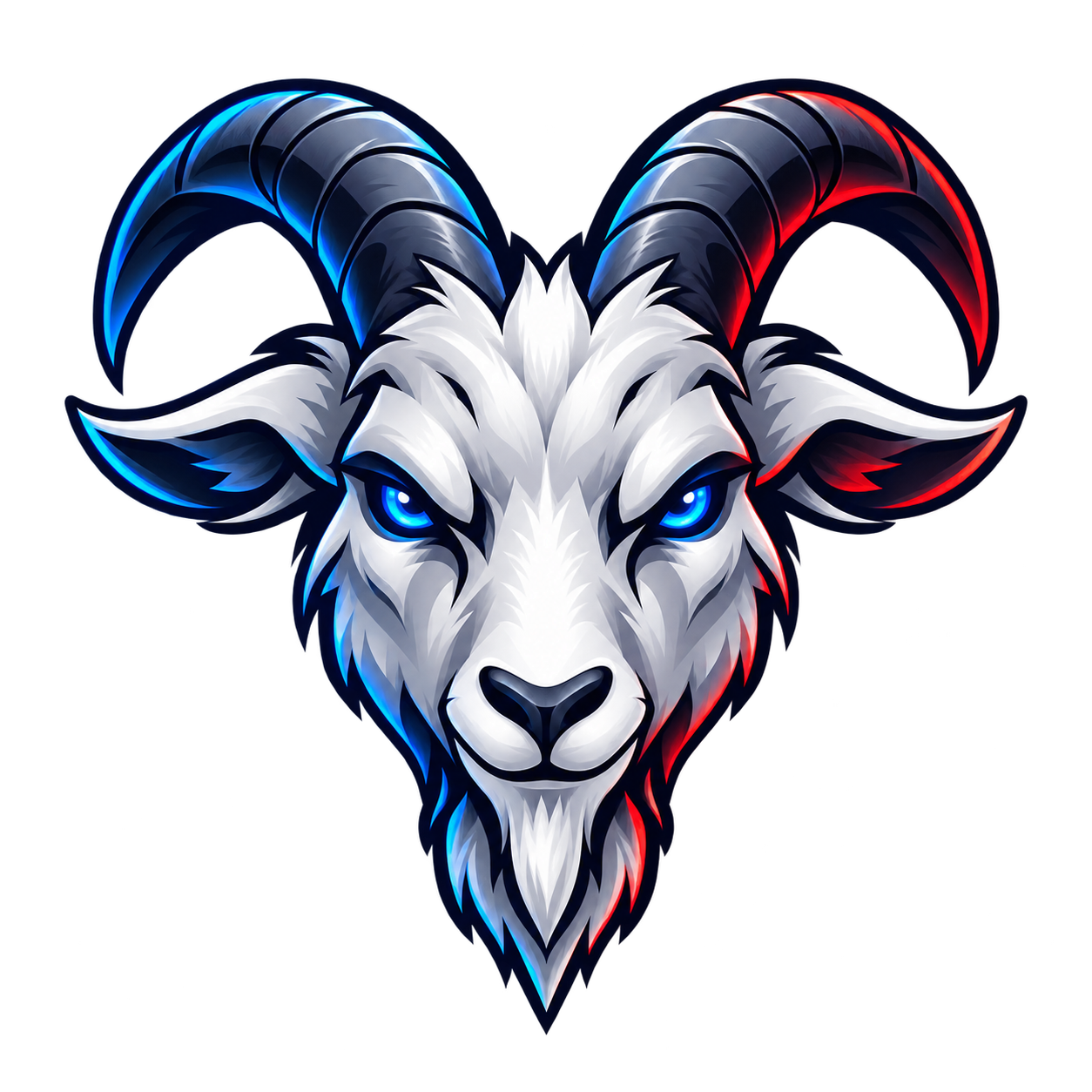 GoatMeter silver goat head with blue and red horns